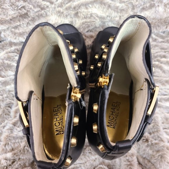 Bryn Michael Kors Black Studded Boots Heels - Picture 8 of 9